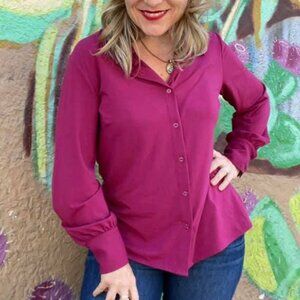Betabrand Bernadette Blouse in Bordeaux